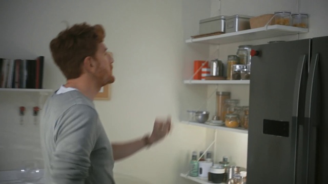 Video Reference: Shelf, Room, Shelving, Kitchen appliance, Plaster, Kitchen, Cabinetry, Furniture, Refrigerator