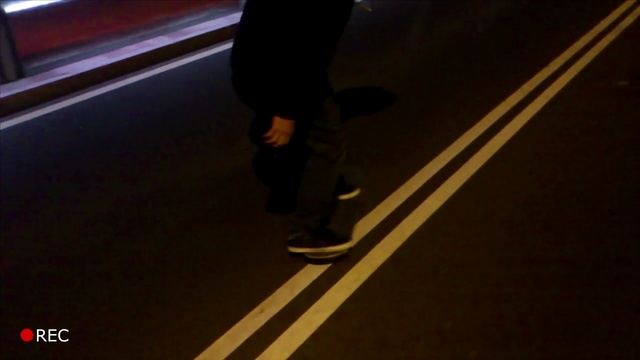 Video Reference: black, light, darkness, night, lighting, shadow, line, skateboarding equipment and supplies, sky, wood