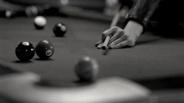 Video Reference: indoor games and sports, english billiards, black, billiard ball, games, black and white, pool, cue sports, hand, photography