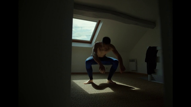 Video Reference: Light, Standing, Room, Arm, Flip (acrobatic), Leg, Muscle, Darkness, Photography, Architecture