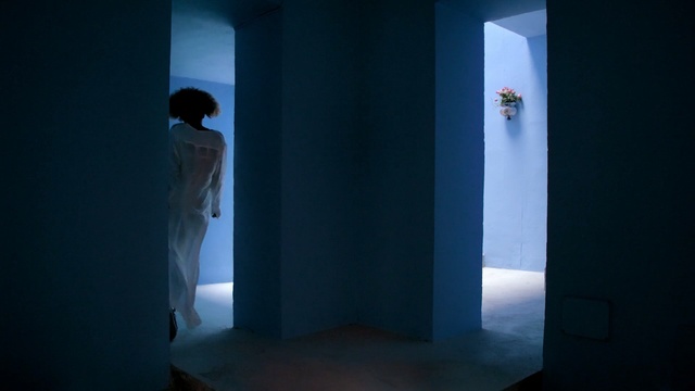 Video Reference: Blue, Light, Lighting, Architecture, Room, Sky, Art, Tourist attraction, Shadow, Interior design
