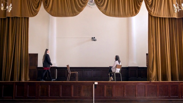 Video Reference: Curtain, Stage, Interior design, Theater curtain, Textile, Window treatment, Building, Interior design, Event, Auditorium