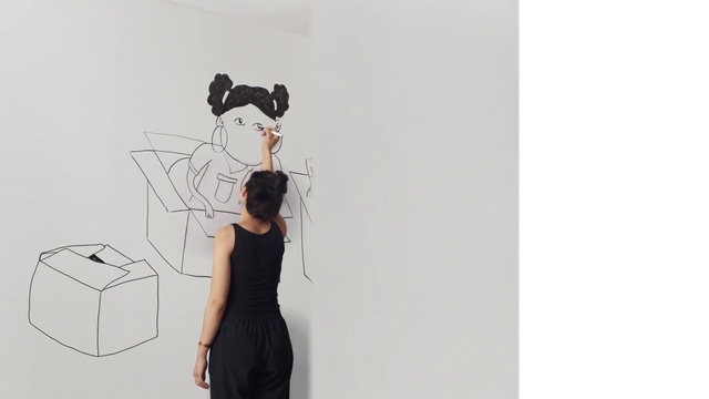 Video Reference: Illustration, Drawing, Design, Little black dress, Dress, Fashion design, Black hair, Art, Room, Visual arts