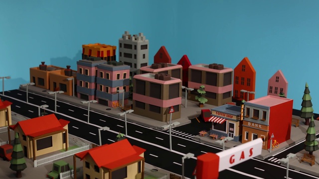 Video Reference: Scale model, Town, Transport, Architecture, Human settlement, Urban area, City, Neighbourhood, Residential area, Metropolitan area