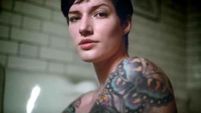 Video Reference: shoulder, black hair, arm, tattoo, muscle, girl, chest, neck, joint, Person