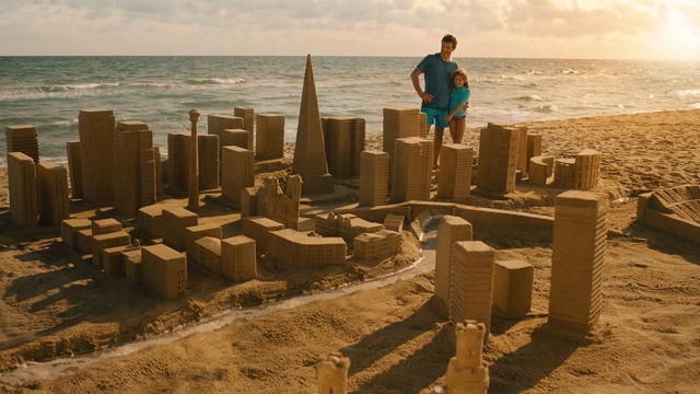 Video Reference: Sand, Building sand castles, Sculpture, Historic site, Recreation, Art, Archaeological site, Ancient history, Person