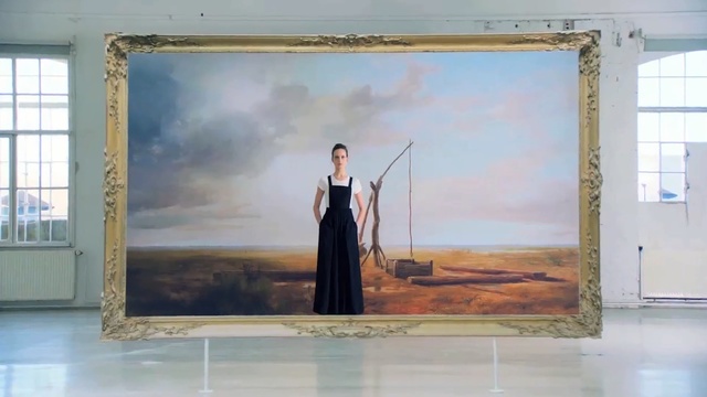 Video Reference: painting, picture frame, art, modern art, art gallery, tourist attraction, window, art exhibition, projection screen, Person