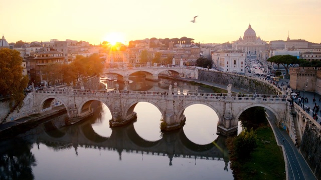 Video Reference: Arch bridge, Bridge, Reflection, River, Landmark, Sky, Morning, Architecture, Arch, Viaduct, Person
