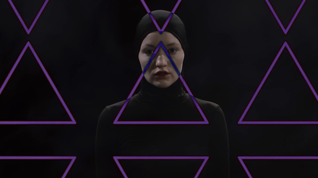 Video Reference: purple, violet, organ, darkness, line, symmetry, computer wallpaper, angle, neon, Person