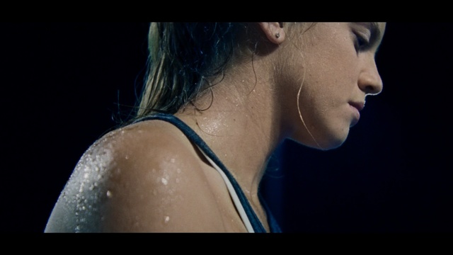 Video Reference: blue, beauty, girl, chin, model, black hair, shoulder, neck, cheek, darkness