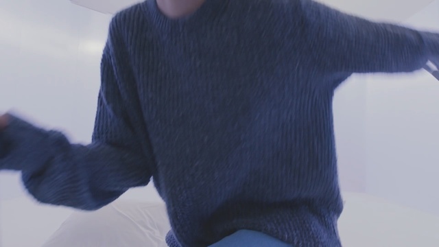 Video Reference: blue, sweater, sleeve, outerwear, neck, shoulder, wool, top, electric blue, t shirt