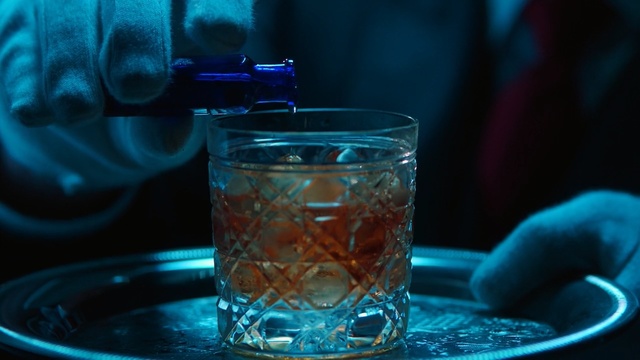 Video Reference: Drink, Blue, Old fashioned glass, Distilled beverage, Alcoholic beverage, Liqueur, Glass, Alcohol, Highball glass, Drinkware