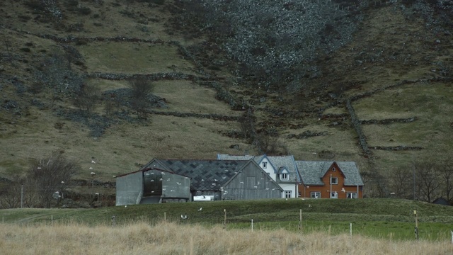 Video Reference: House, Barn, Rural area, Highland, Grass, Farm, Fell, Landscape, Building, Farmhouse, Person