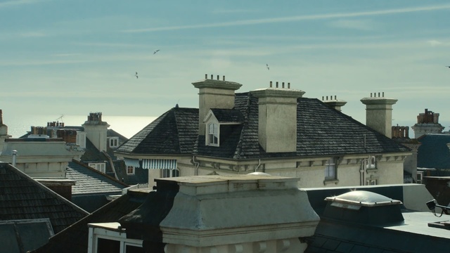 Video Reference: Roof, Sky, Architecture, Building, City, House, Home, Residential area, Cloud, Chimney