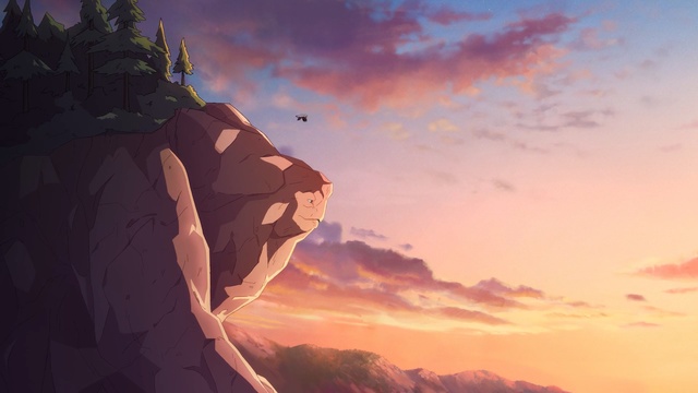 Video Reference: Sky, Cloud, Rock, Atmosphere, Dawn, Anime, Cg artwork, Landscape, Sunset, Sunrise