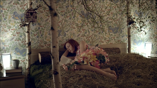 Video Reference: Tree, Pink, Room, Branch, Plant, Photography, Fawn, Person