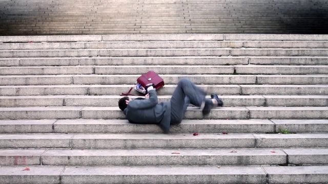 Video Reference: Photograph, Wall, Red, Snapshot, Brick, Sitting, Concrete, Photography, Nap, Brickwork, Person