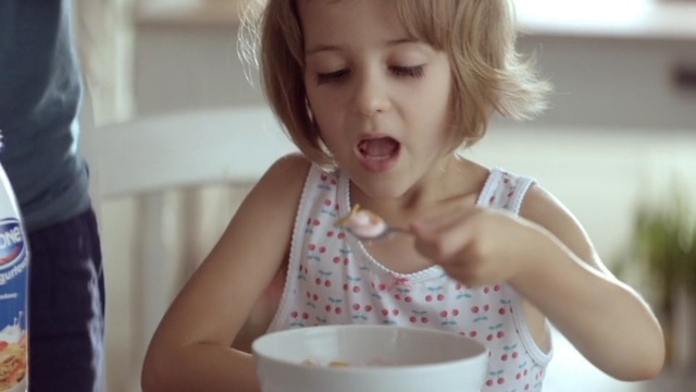 Video Reference: Child, Facial expression, Eating, Skin, Nose, Toddler, Food, Mouth, Meal, Breakfast, Person