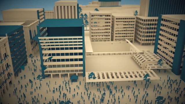 Video Reference: Urban area, Blue, Metropolitan area, City, Architecture, Human settlement, Tower block, Metropolis, Daytime, Building