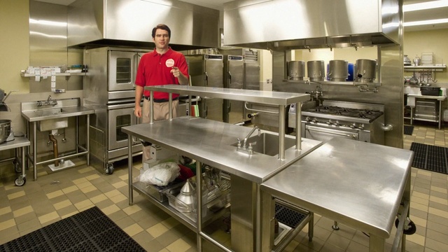 Video Reference: Room, Kitchen, Furniture, Restaurant, Cook, Table, Building, Machine, Business