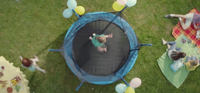 Video Reference: Trampoline, Product, Trampolining--Equipment and supplies, Play, Circle, Leisure, Baby toys, Person