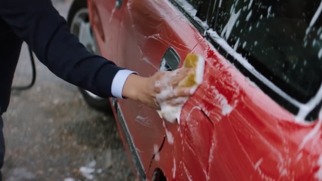 Video Reference: Vehicle door, Windshield, Automotive window part, Glass, Washing, Vehicle, Window, Automotive exterior, Bumper, Auto part