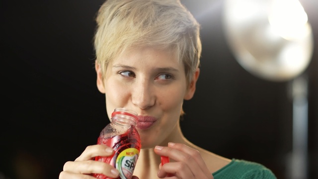 Video Reference: face, portrait, ice lolly, person, toothbrush, lipstick, brush, frozen dessert