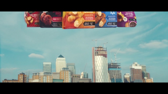 Video Reference: Cityscape, Daytime, City, Metropolitan area, Human settlement, Advertising, Sky, Skyscraper, Urban area, Metropolis, Outdoor, Building, Photo, Large, Front, Man, Water, Standing, Air, Tall, Colorful, Holding, Airplane, White, Riding, Field, Blue, Flying, Plane, Sign, Text, Fast food