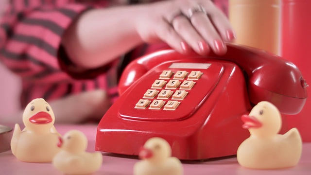 Video Reference: Toy, Pink, Telephone, Office equipment, Nail, Play