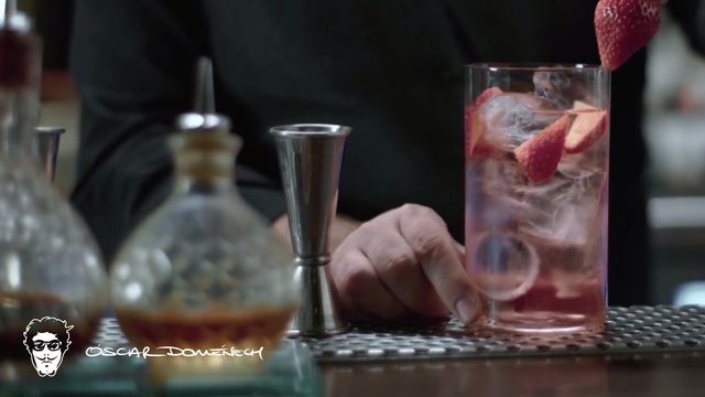 Video Reference: Drink, Alcoholic beverage, Alcohol, Barware, Glass, Distilled beverage, Liqueur, Drinkware, Gin and tonic, Fluid, Person