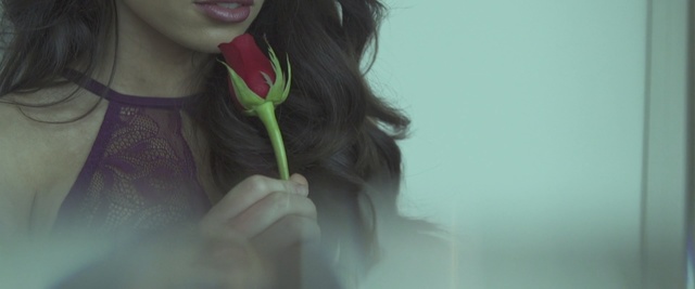 Video Reference: hair, green, human hair color, girl, lip, hairstyle, black hair, long hair, hair coloring, brown hair, Person