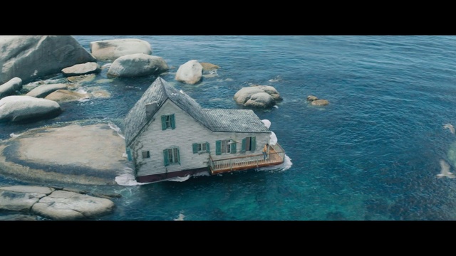 Video Reference: House, Sea, Water, Coastal and oceanic landforms, Calm, Ocean, Photography, Architecture, Rock, Island