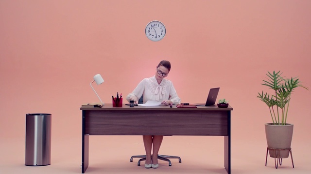 Video Reference: Table, Furniture, Desk, Sitting, Public speaking, Person