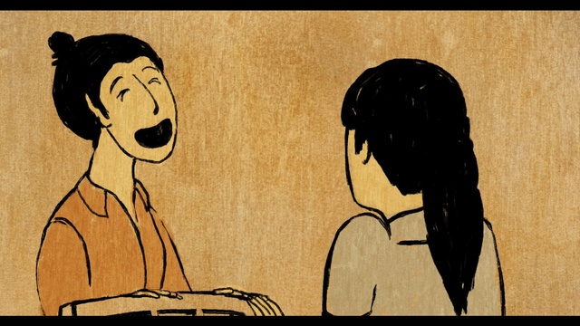 Video Reference: Cartoon, Animated cartoon, Animation, Illustration, Conversation, Art, Black hair, Fictional character, Fiction, Gesture