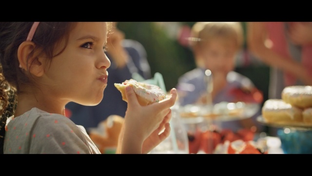 Video Reference: Eating, Beauty, Snapshot, Lady, Junk food, Human, Mouth, Smile, Meal, Food, Person