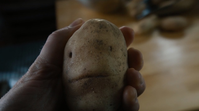 Video Reference: Skin, Nose, Finger, Hand, Joint, Potato, Mouth, Root vegetable, Smile, Flesh, Person