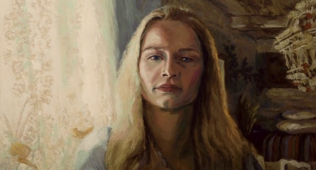 Video Reference: Face, Hair, Portrait, Head, Nose, Chin, Cheek, Painting, Art, Human