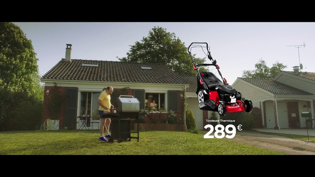 Video Reference: Lawn, Grass, House, Vehicle, Mode of transport, Roof, Tree, Lawn mower, Plant, Photography