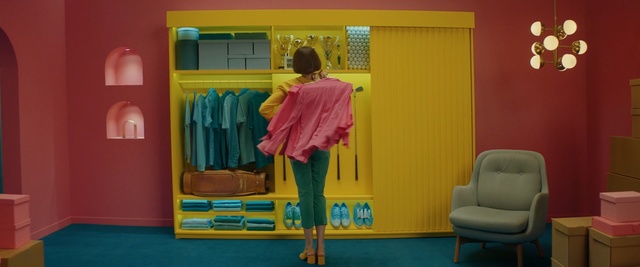Video Reference: Yellow, Room, Majorelle blue, Pink, Furniture, Textile, Magenta, Interior design