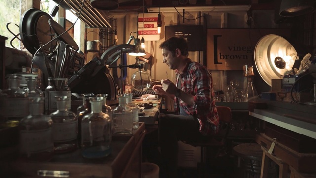 Video Reference: man, light, room, workshop, work