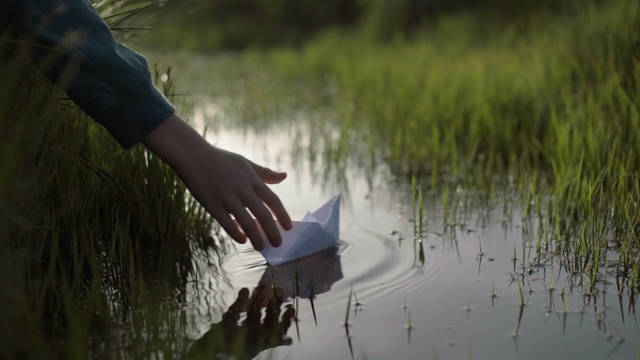 Video Reference: water, reflection, grass, tree, grass family, wetland, water resources, plant, girl, pond