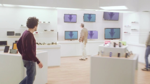 Video Reference: purple, exhibition, furniture, interior design, art exhibition, Person