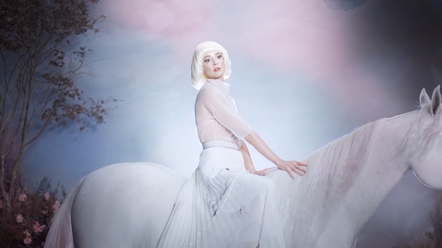 Video Reference: Photograph, Dress, Beauty, Sky, Pink, Gown, Photography, Fashion, Wedding dress, Blond