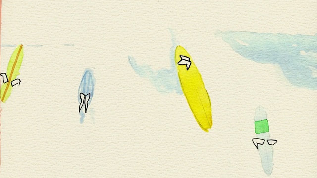 Video Reference: yellow, surfing equipment and supplies, line, wing, surfboard, font, graphics, Person