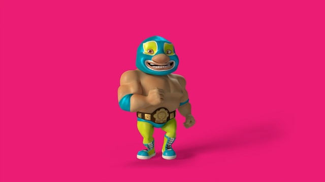 Video Reference: Cartoon, Wrestling, Professional wrestling, Pink, Animation, Lucha libre, Action figure, Muscle, Toy, Combat sport