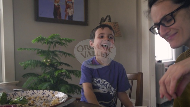 Video Reference: Child, Eating, Mouth, Toddler, Glasses, Dish, Smile, Food, Plant, Jaw