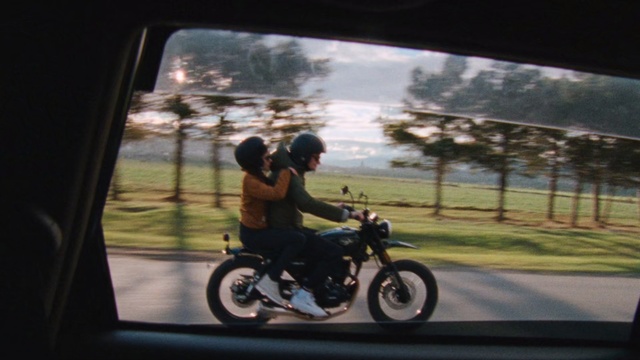 Video Reference: Land vehicle, Motor vehicle, Vehicle, Motorcycle, Mode of transport, Car, Motorcycling, Tree, Windshield, Auto part