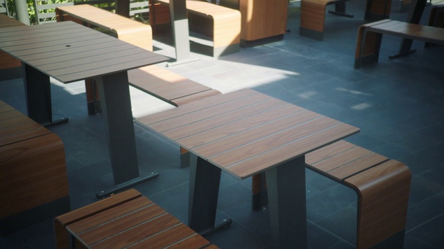 Video Reference: Wood, Table, Rectangle, Flooring, Line, Floor, Wood stain, Outdoor furniture, Urban design, Hardwood