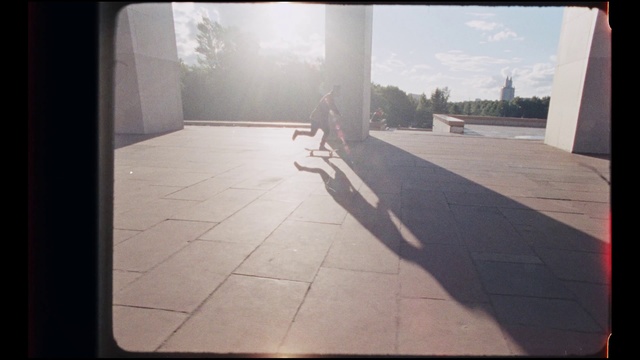 Video Reference: Floor, Shadow, Snapshot, Sky, Tile, Sunlight, Flooring, Asphalt, Architecture, Photography