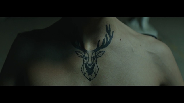 Video Reference: Darkness, Shoulder, Joint, Neck, Tattoo, Antler, Arm, Chest, Back, Still life photography, Person